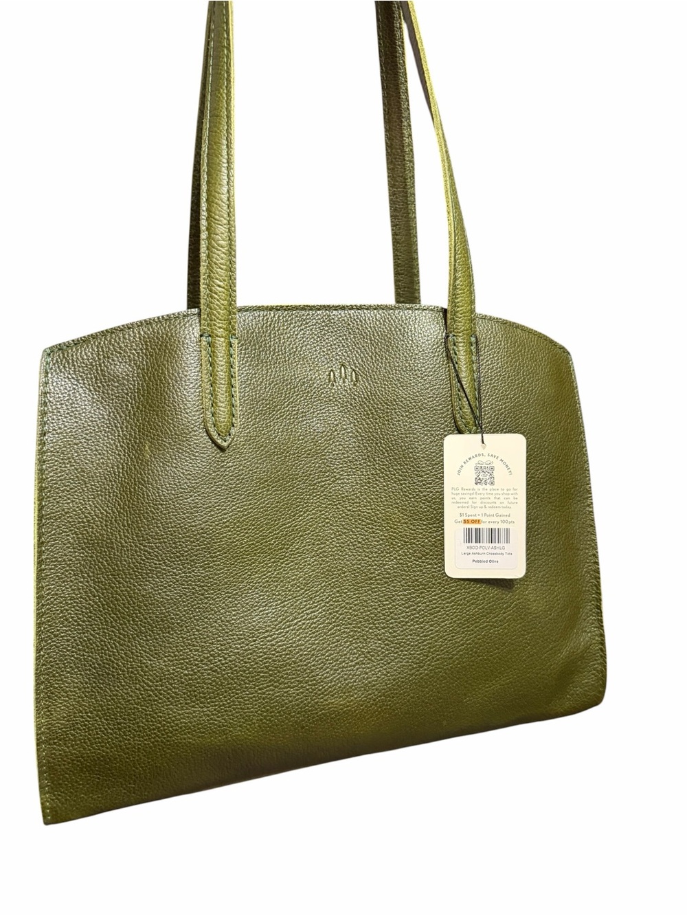 Portland Leather goods, pebbled olive large Ashburn Crossbody tote - Picture 3 of 6